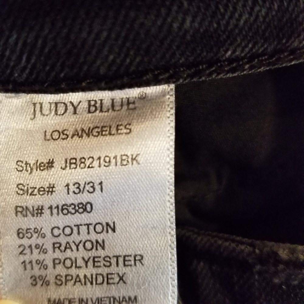 Judy Blue Jeans Size 13/31 Black Distressed Buffalo Plaid Patch + Cuff Skinny - Picture 11 of 11